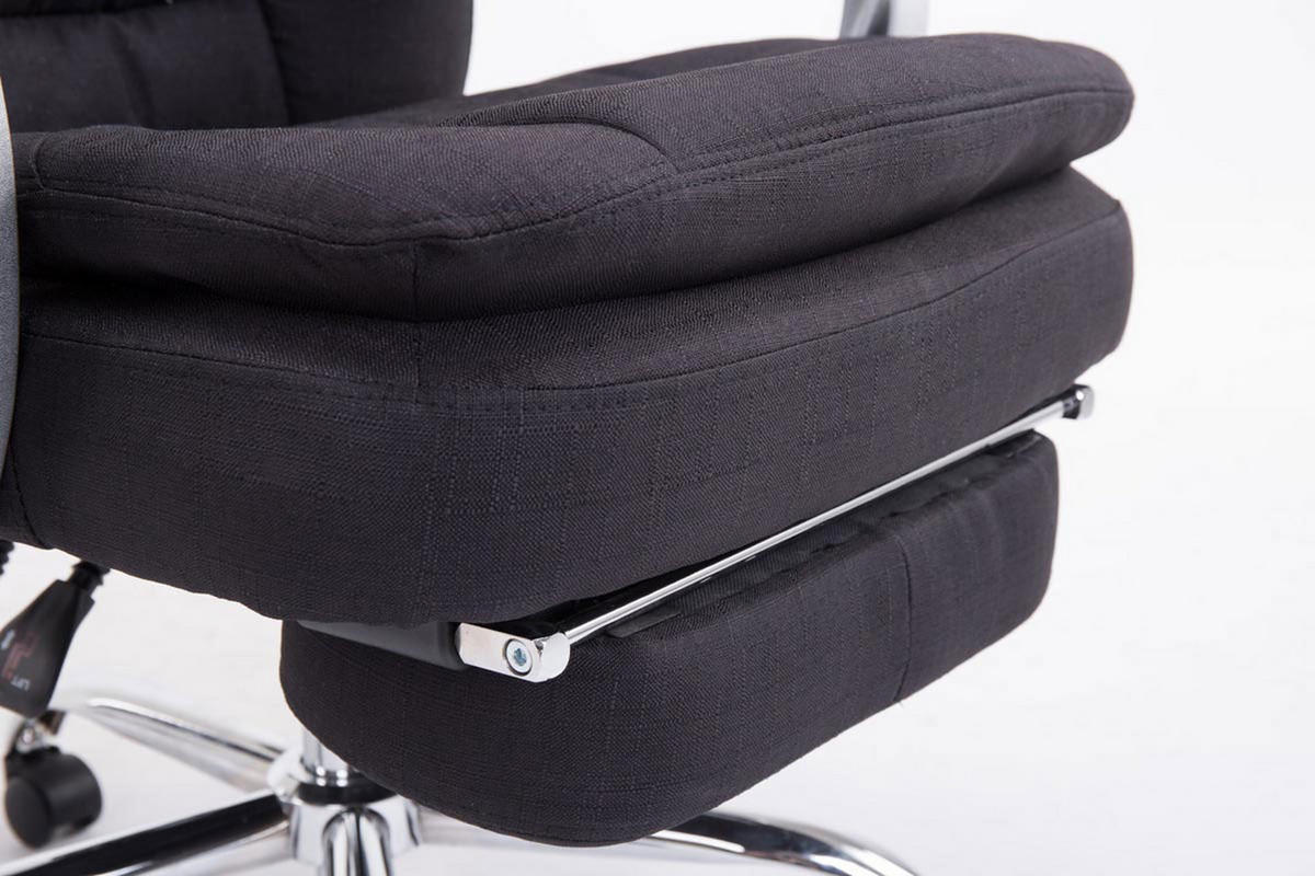 BÜROSTUHL XL Troja, Stoff Schwarz - Schwarz, Textil/Metall (67/122/67cm) - TPFLiving