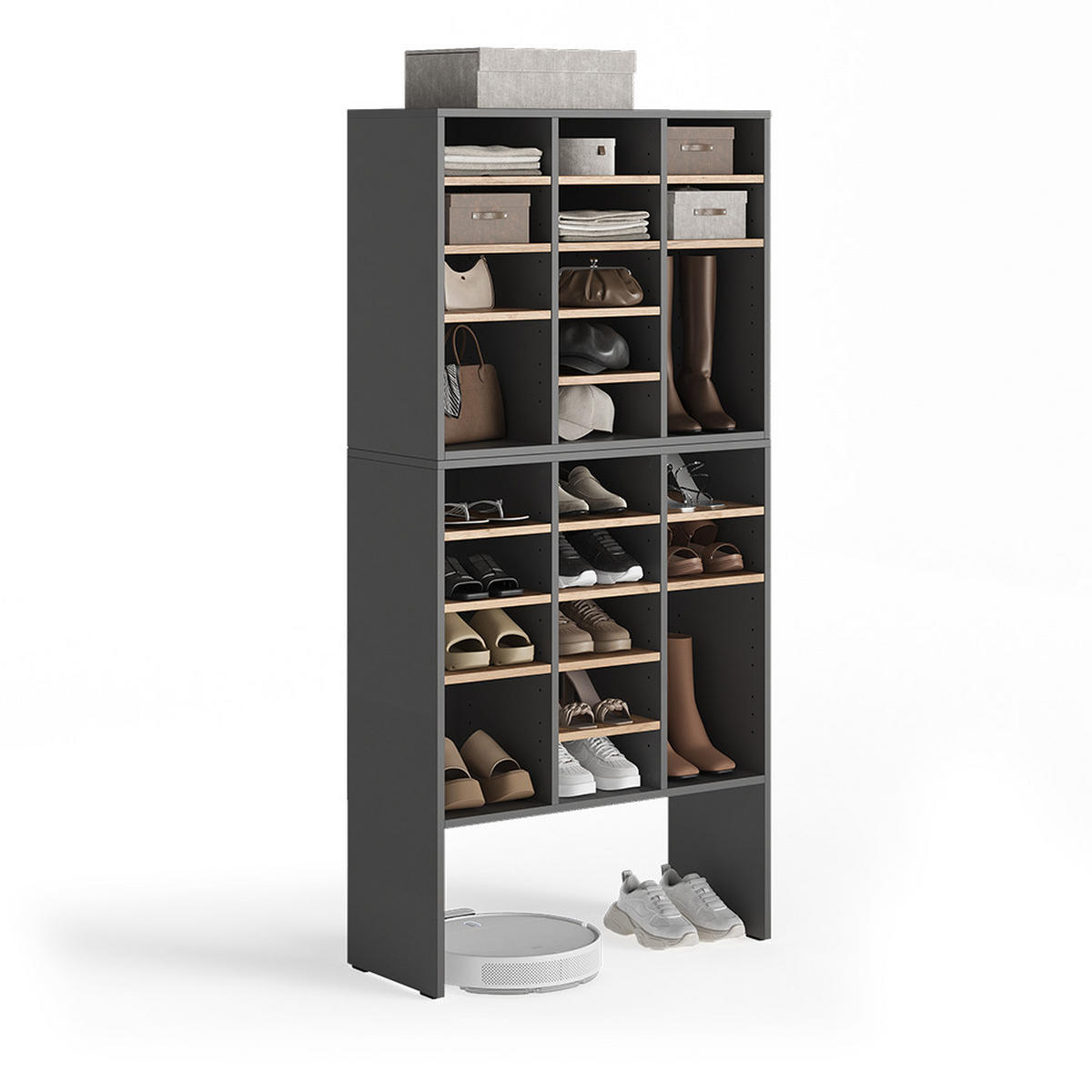 SCHUHSCHRANK-SET Lysander, Anthrazit/Goldkraft Eiche, 78.6 x 65.5 cm 2 Teile - Honigeiche/Anthrazit, Holzwerkstoff (78.6/65.5/32.1cm) - Vicco