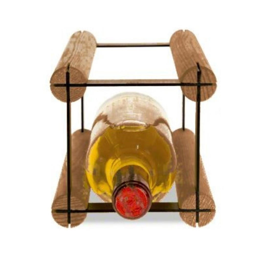 WEINREGAL Vinotega Mod Metal 12,5x12,5x24,5 cm 1x1 Flasche Massives Kiefernholz Braun Geölt - Braun, Holz (12.5/12.5/24.5cm) - PROREGAL