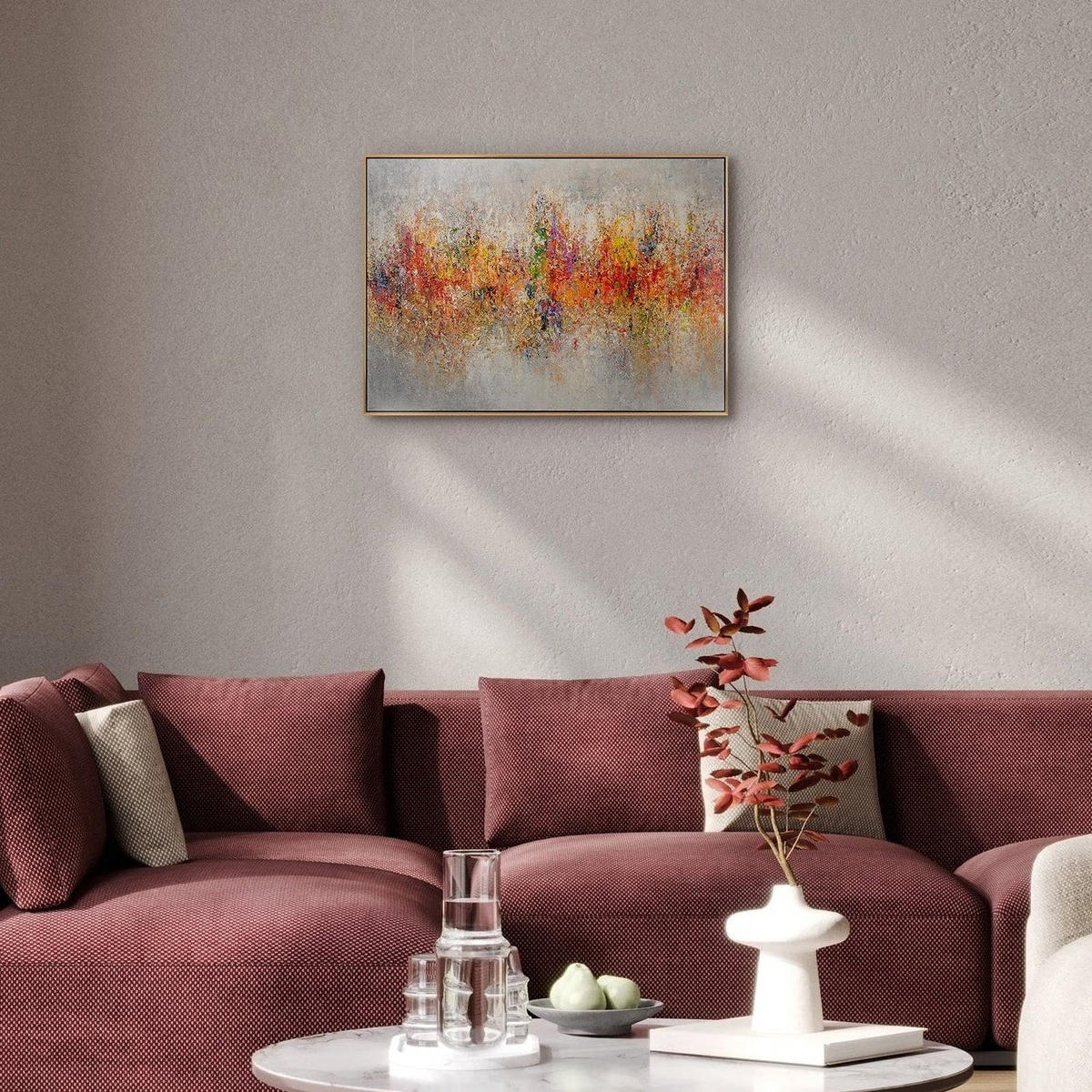 GEMÄLDE Farbige Energie Schattenfugenrahmen Gold 70x50 cm - Goldfarben, Holz (70/50cm) - YS-art gallery
