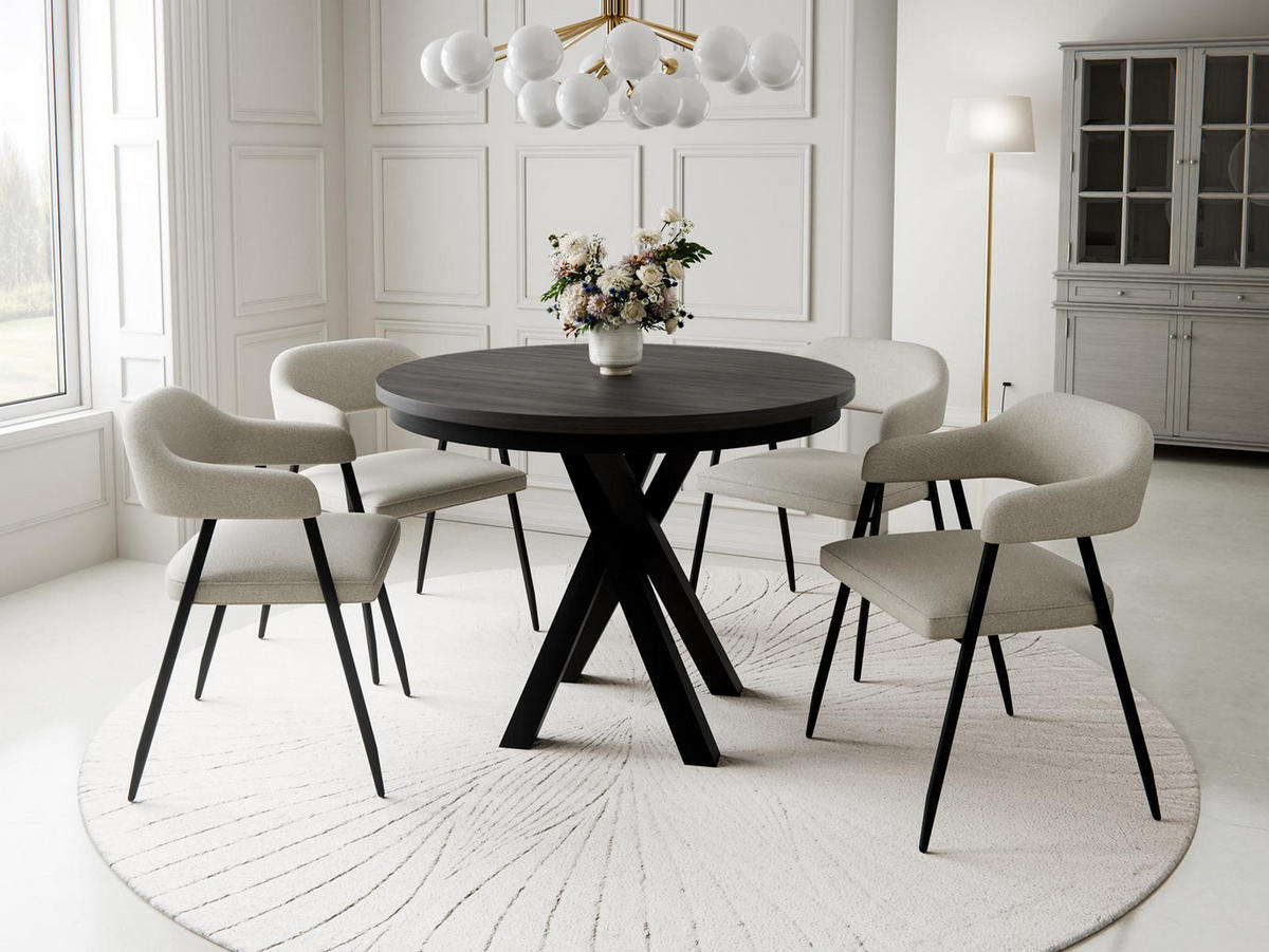 ESSTISCH Rund LOFTO Schwarz Holz - Schwarz, Holzwerkstoff (100/100/77cm) - Compleo24