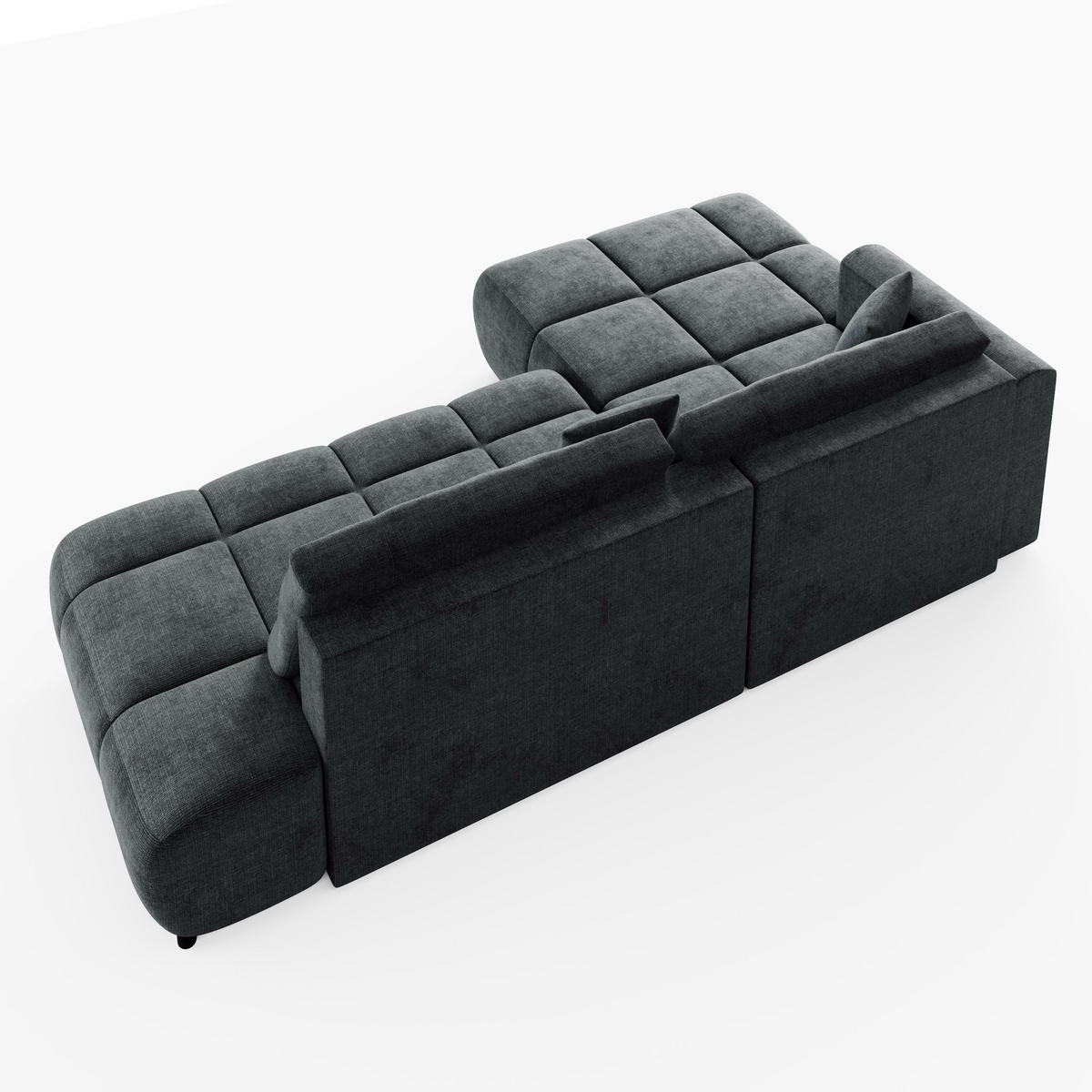 ECKSOFA BARI Links Schwarz Chenille-Stoff L-Form Couch mit Schlaffunktion & Bettkasten - Schwarz, Holz (170/280cm) - Barchello