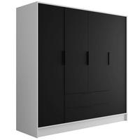 KLEIDERSCHRANK mit Flügeltüren KOLIN 200x200cm Weiß / Schwarz - Schwarz/Weiß, Holzwerkstoff (200/200/51cm) - ALTDECOR