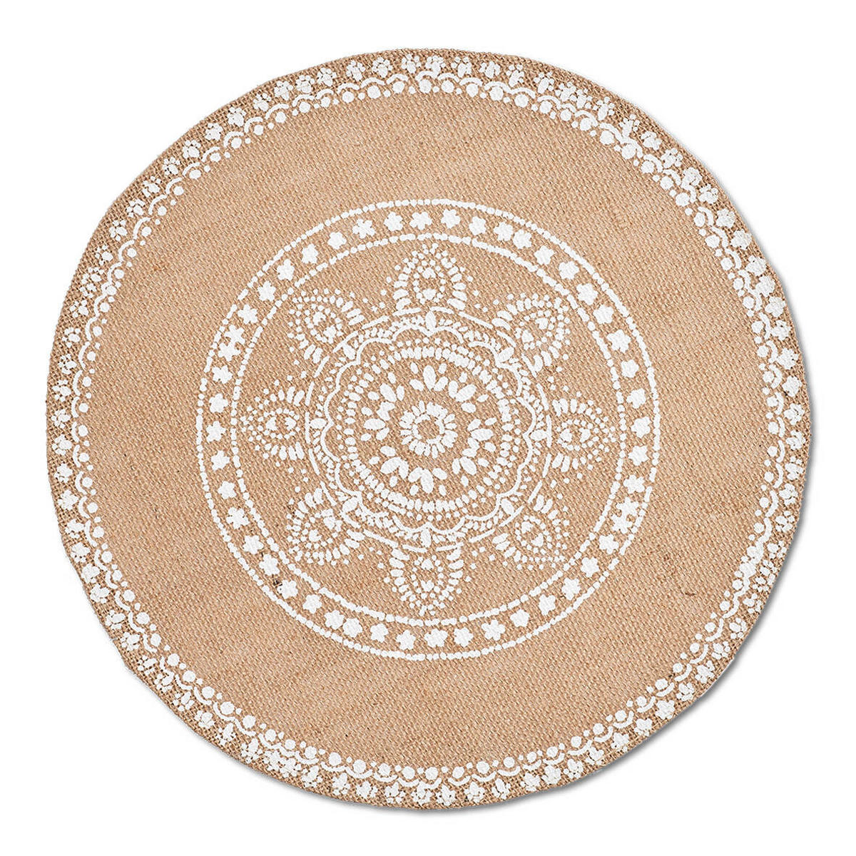 TISCHSET Mandala Ø 38 cm - Braun/Weiß, Naturmaterialien (38cm)