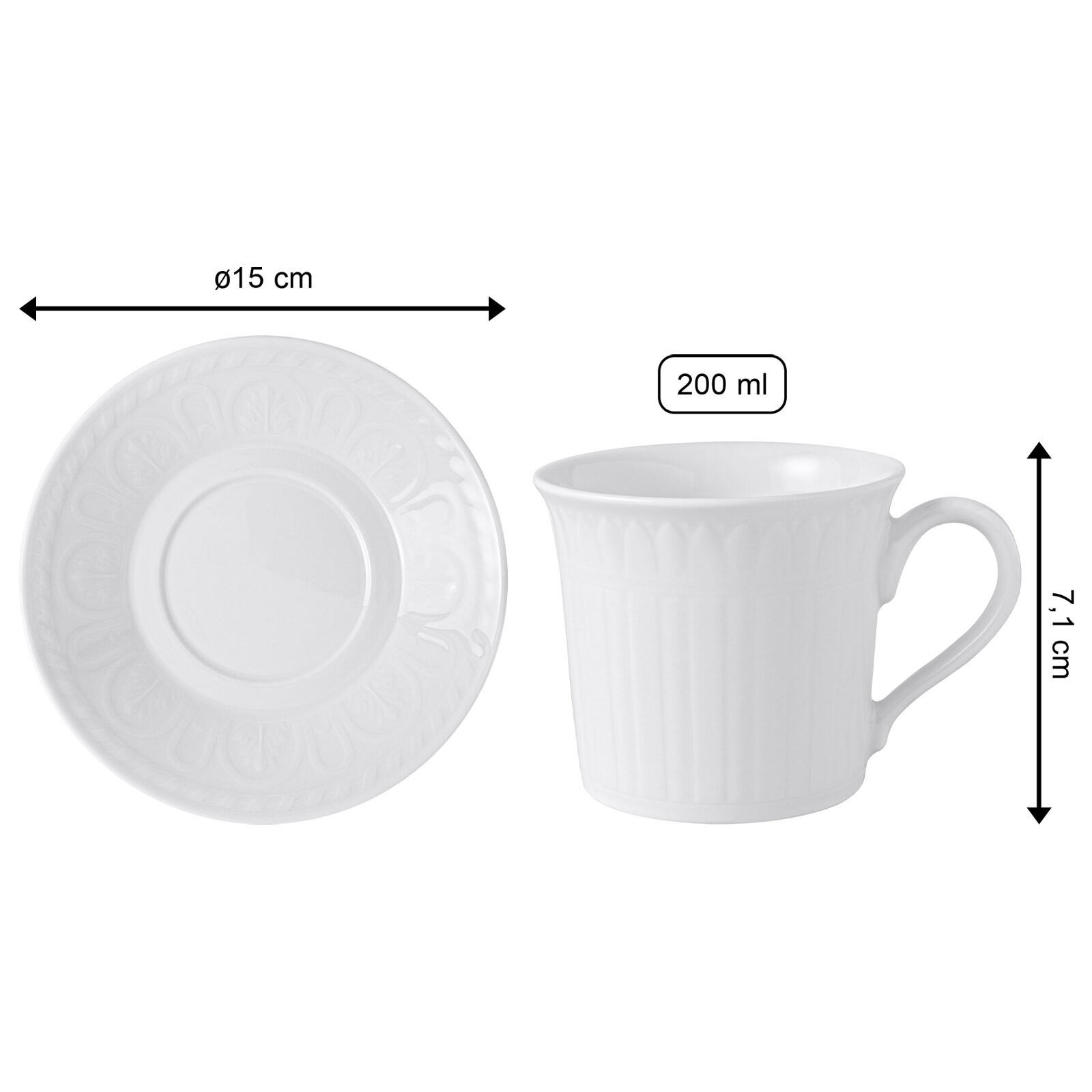 KAFFEETASSE MIT UNTERTASSE Cellini weiß 200 ml 2er Set - Weiß, Keramik (1/1/1cm) - Villeroy & Boch