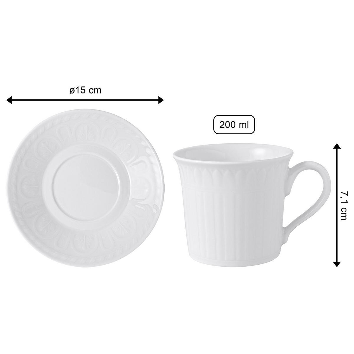 KAFFEETASSE MIT UNTERTASSE Cellini weiß 200 ml 2er Set - Weiß, Keramik (1/1/1cm) - Villeroy & Boch