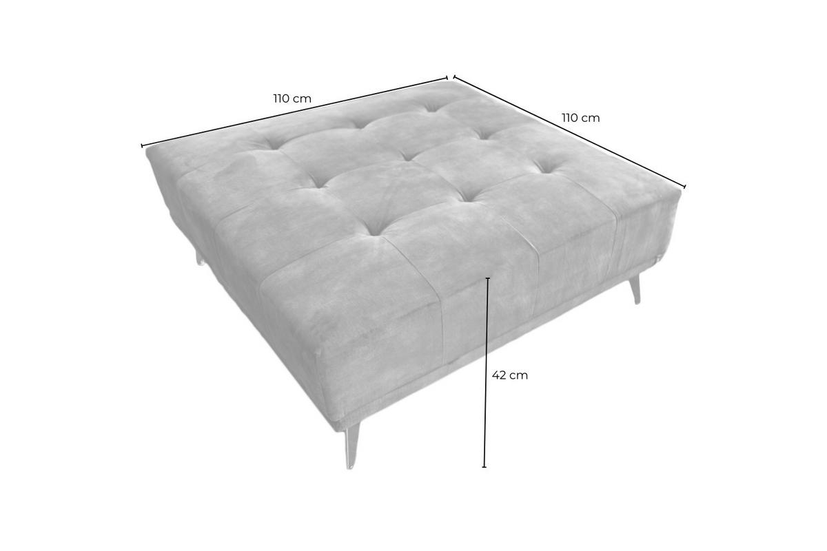 MODULSOFA MIT HOCKER WIOLO Cremeweiß Velvet - Silberfarben/Creme, Textil/Metall (350/80/350cm) - KAWOLA