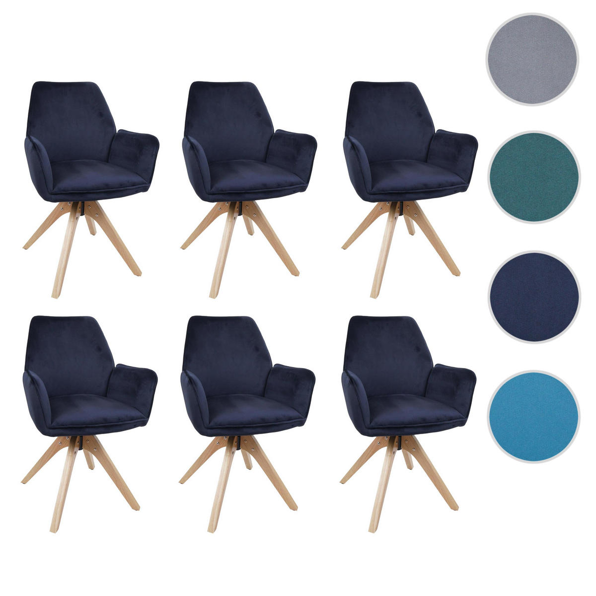 ESSZIMMERSTUHL Anthrazit, Blau 6er-Set - Blau/Anthrazit, Textil (60/87/60cm) - MCW