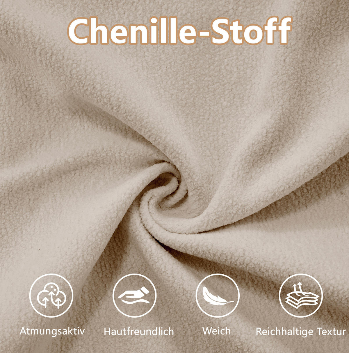 ECKSOFA in Hellkaffee mit Chenillebezug, modular und mit Ottomane - Cappuccino, Textil (145/220cm) - Flora Grace