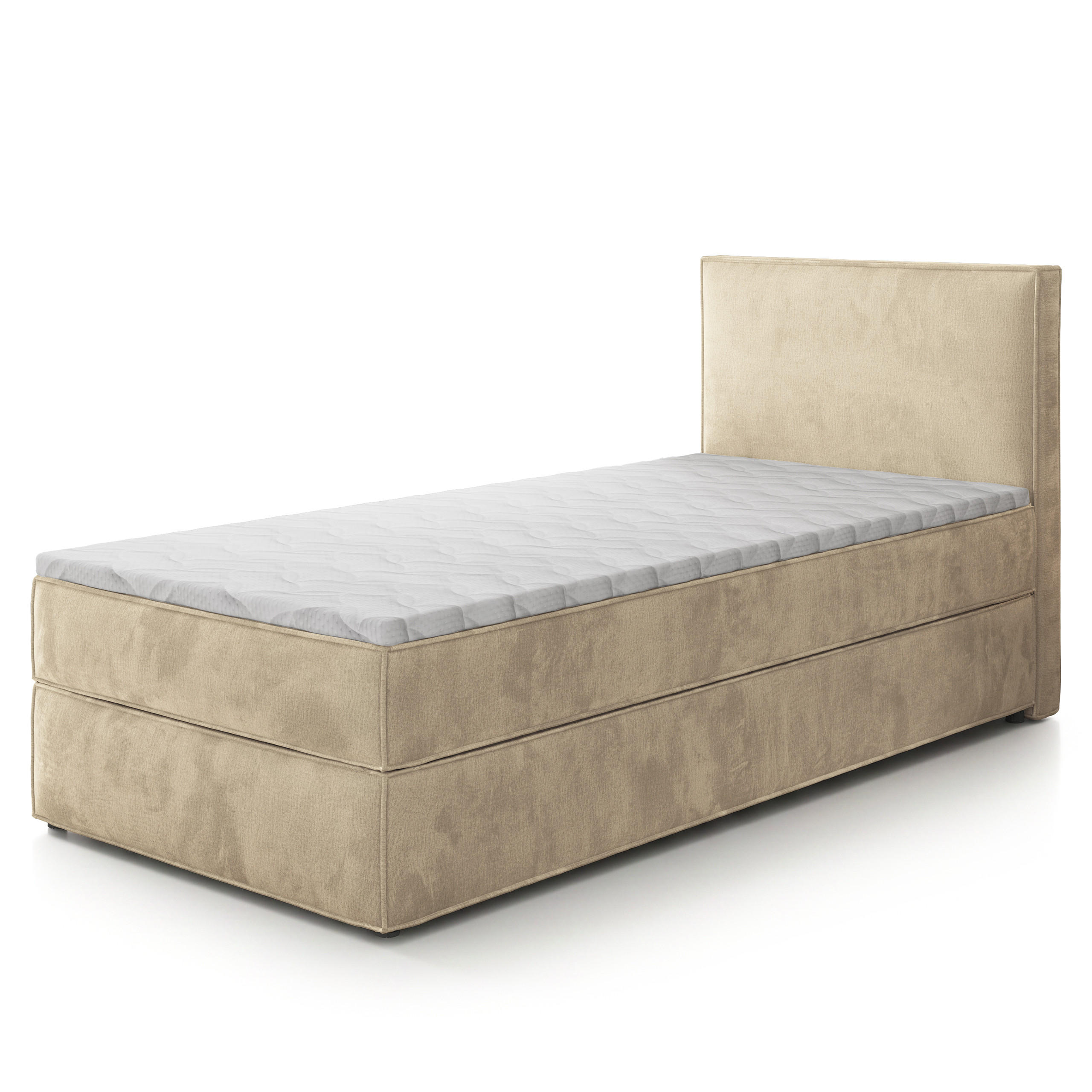 BOXBETT PELLIO 90x200 cm mit Matratze und Topper - Creme - Creme, Holz (90/200cm) - MASSENO