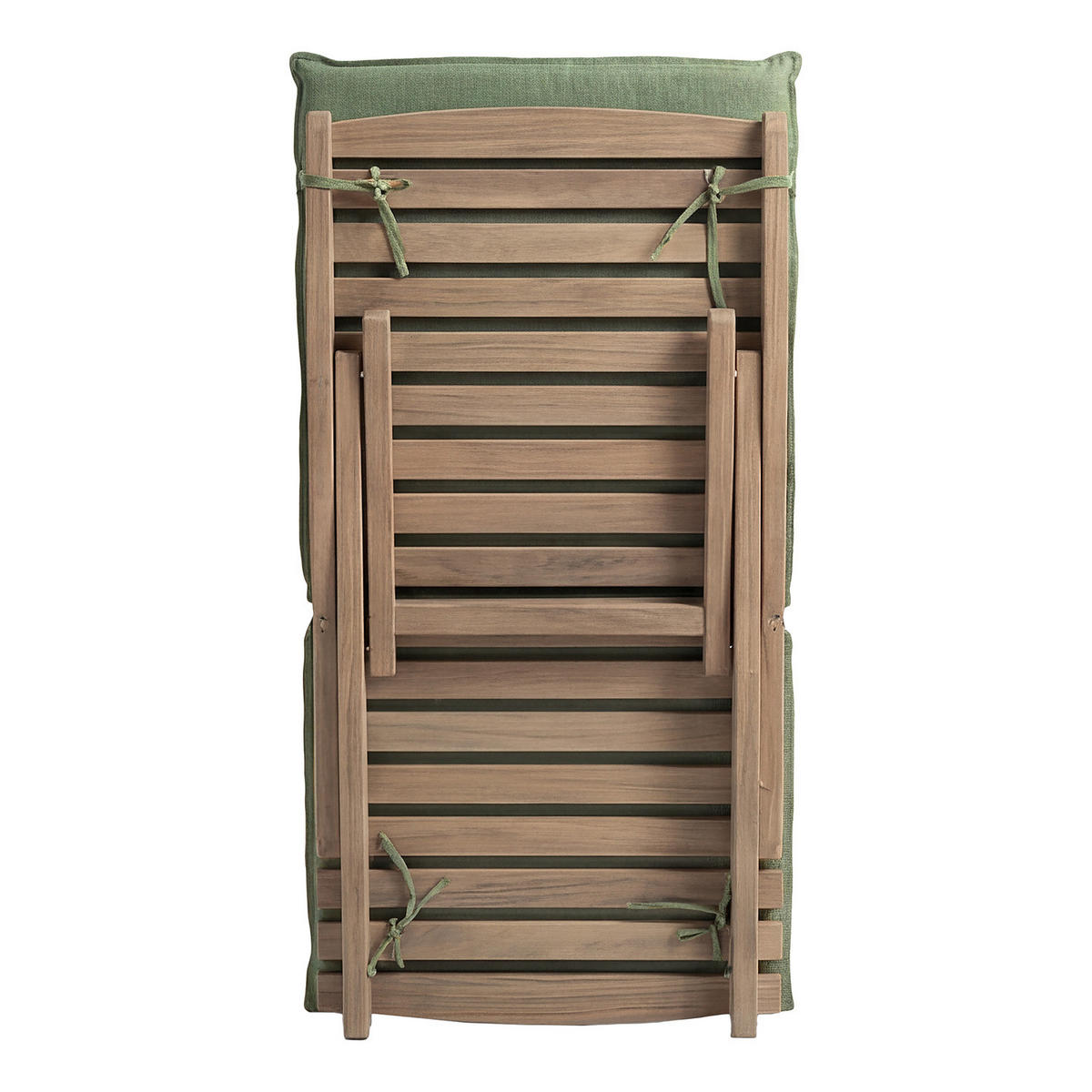 GARTENLIEGE - Akazie massiv / Webstoff - Braun / Salbei - Salbeigrün, Holz/Textil (54/79/175cm) - home24