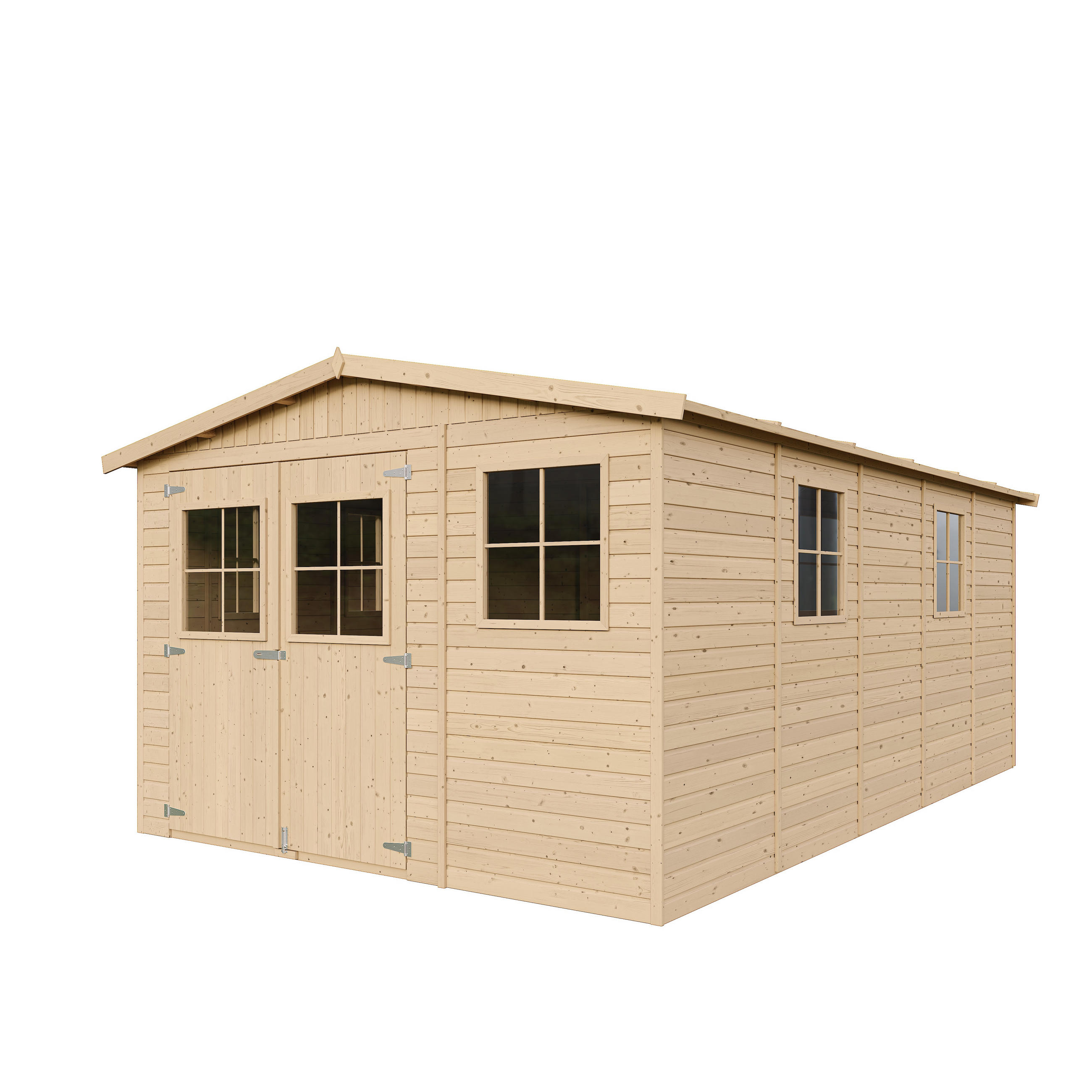 HOLZ-GARTENHAUS - H226x516x324 cm/15 m² - M337 - Beige, Holz (324/226/493cm) - Timbela