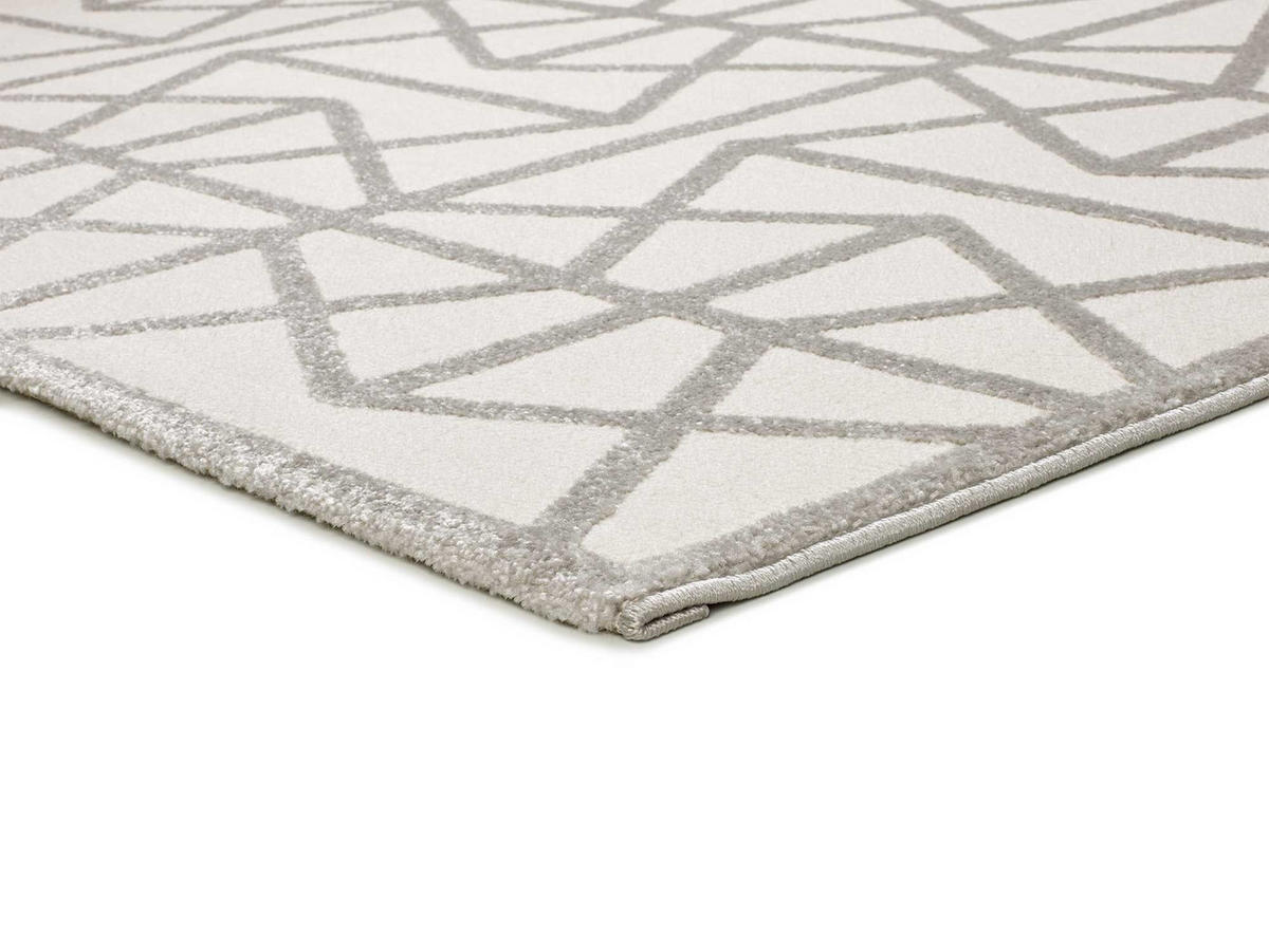 WEBTEPPICH weiß Flora 133/190 cm - Silberfarben/Weiß, Naturmaterialien/Textil (133/190cm) - Atticgo