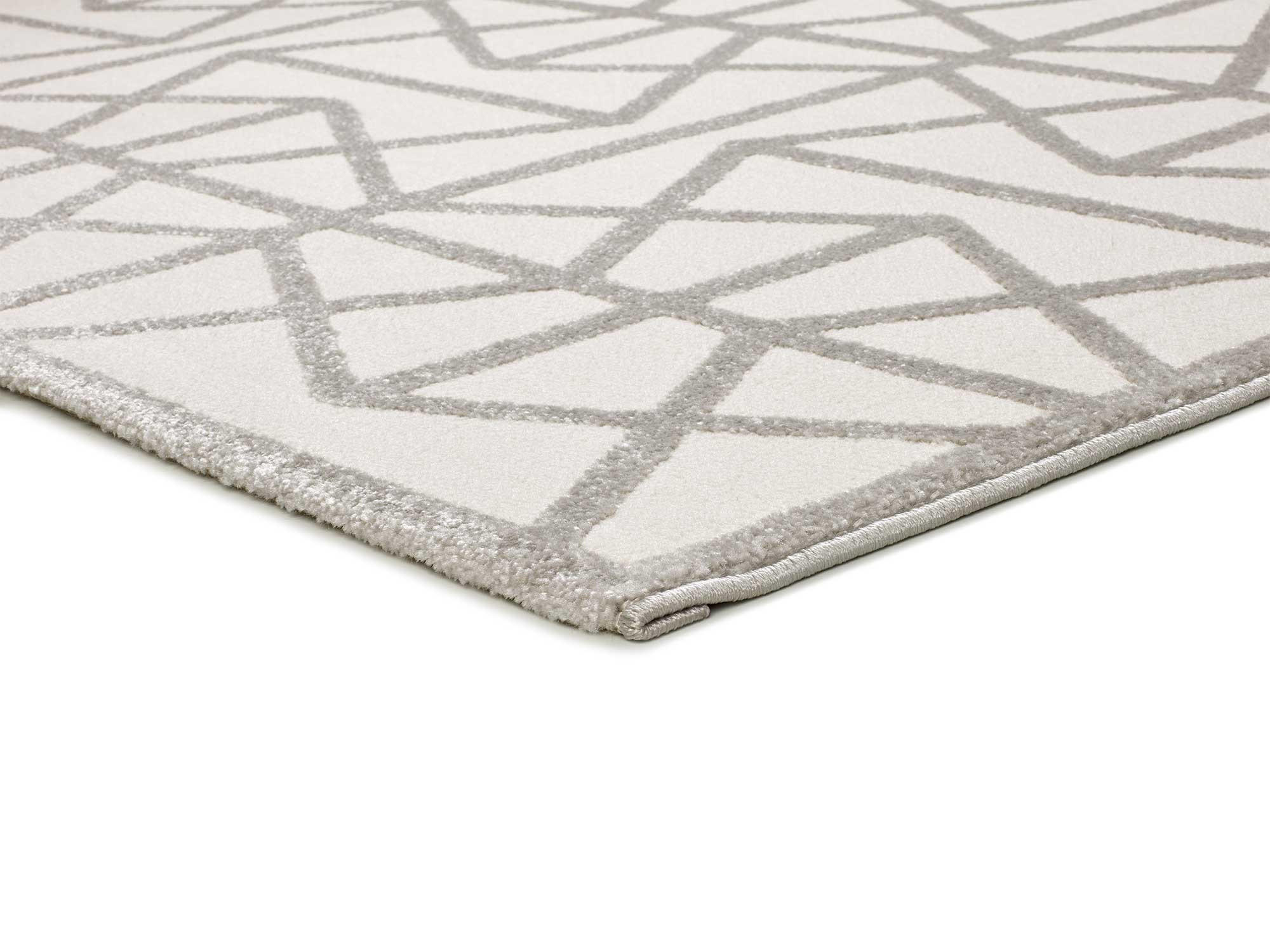 Thumbnail - Atticgo Webteppich, Weiß, Silber, Textil, Grafikmuster, Rechteckig, 133x190 cm, Oeko-Tex® Standard 100, für Fußbodenheiz...