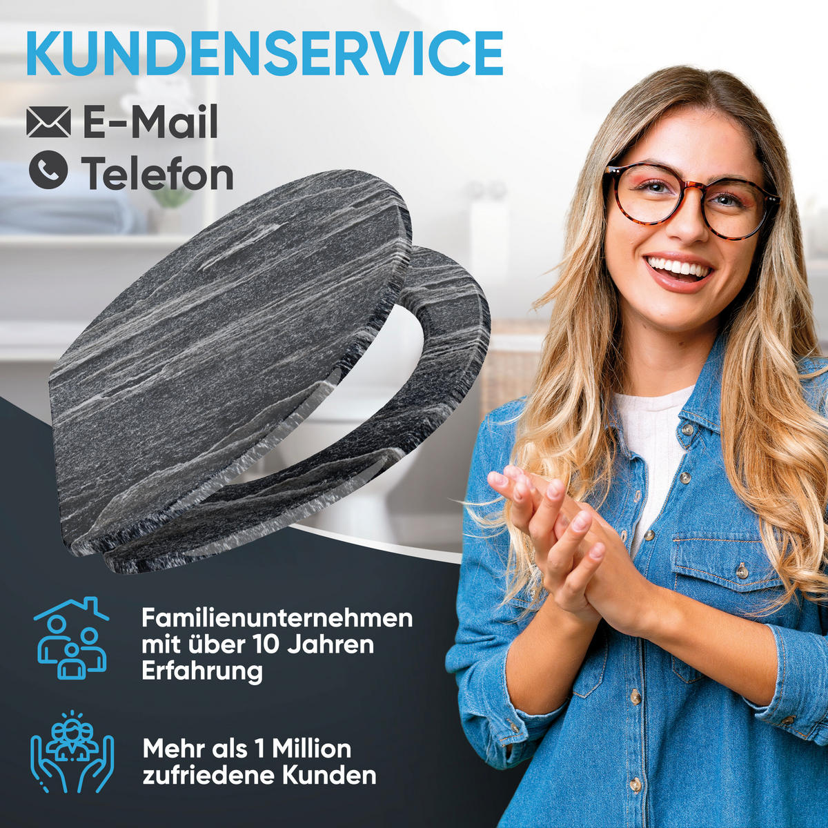 WC-SITZ mit Absenkautomatik Top Fix - Schwarz, Holzwerkstoff (38/5.5/47cm) - Sanilo