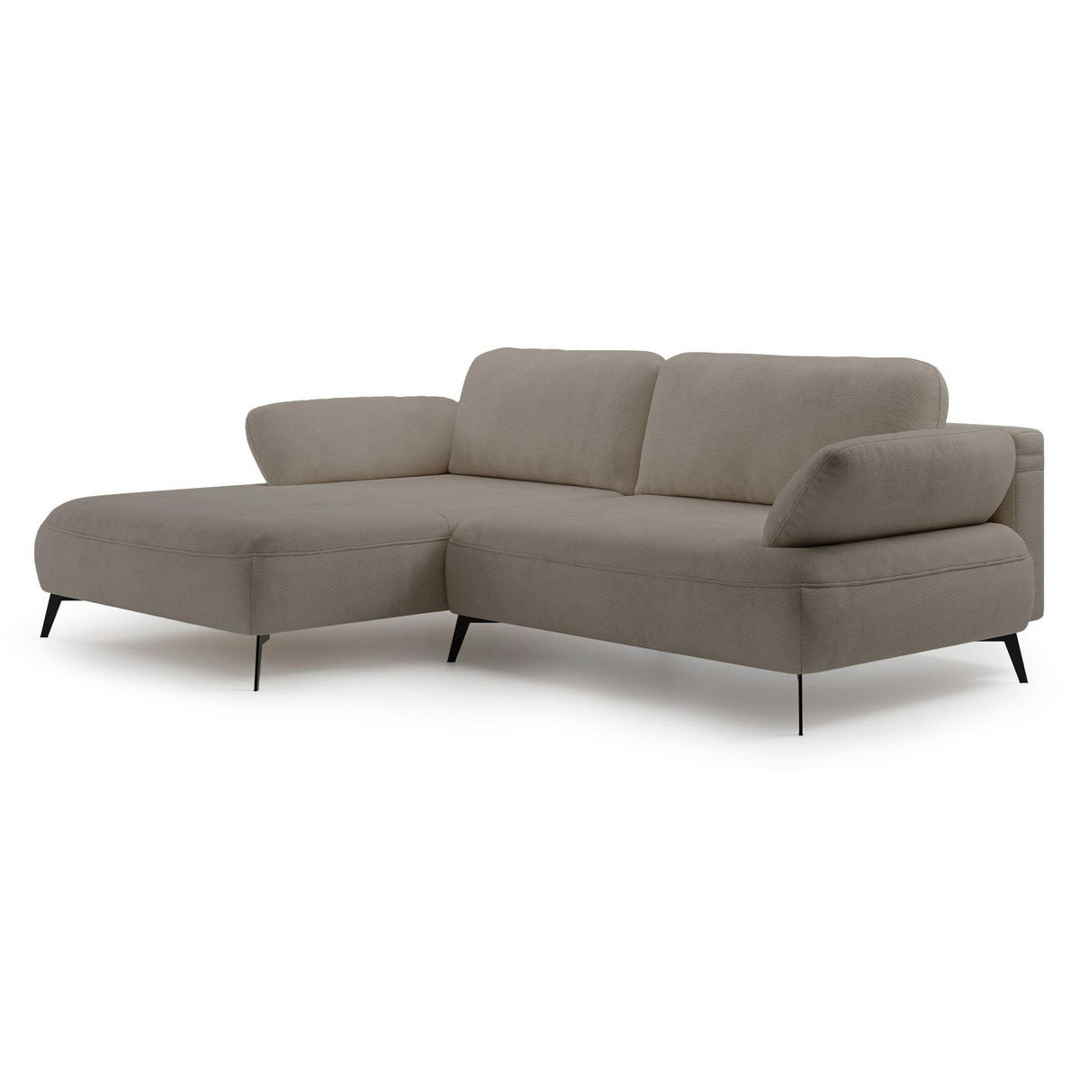 ECKSOFA Avolla Dunkelbeige links - Schwarz/Cappuccino, Textil/Metall (284/186cm) - Selsey