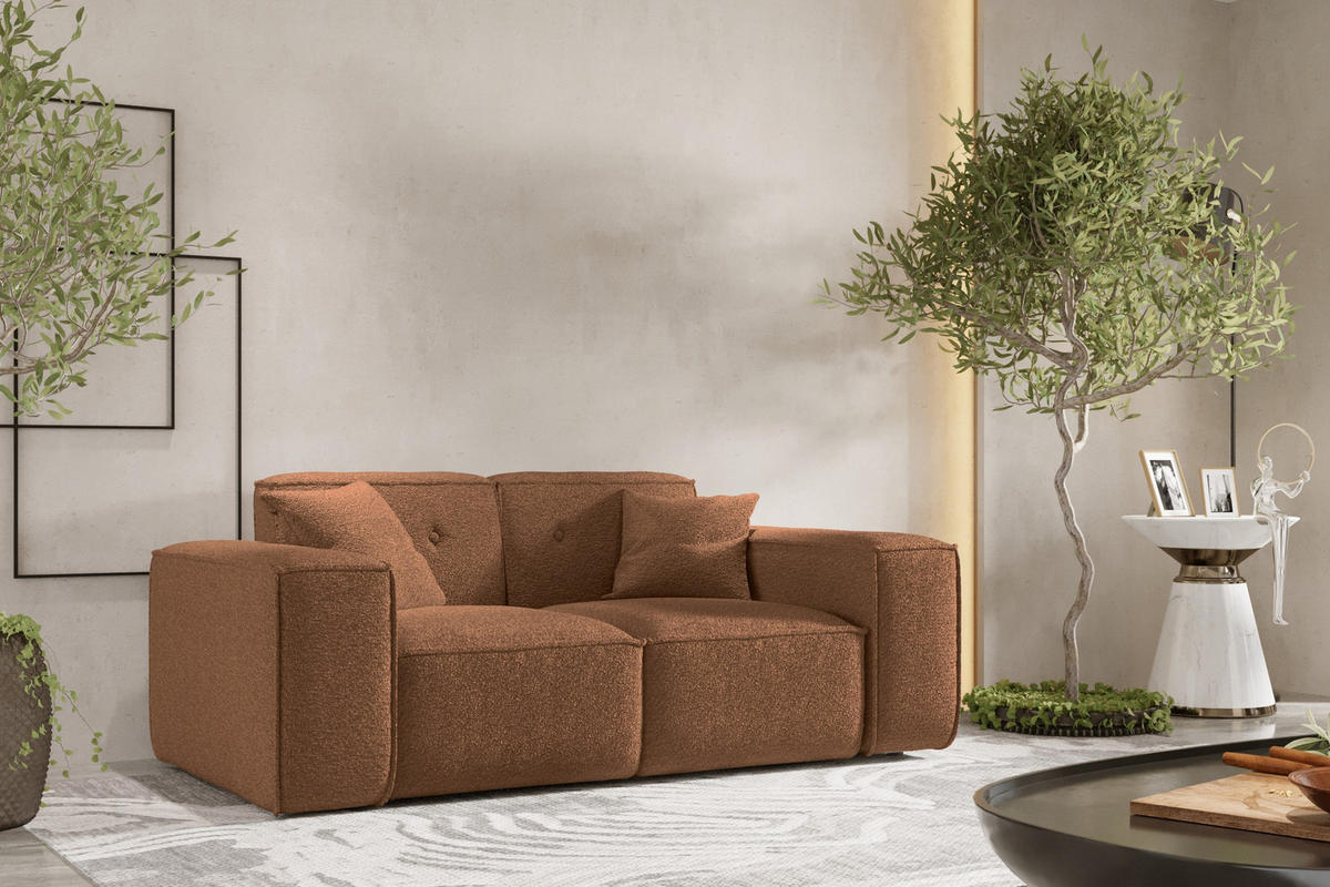 SOFA Zweisitzer PULA Stoff Antic Ziegel - Orange, Holz (186/73/88cm) - Kaiser Möbel