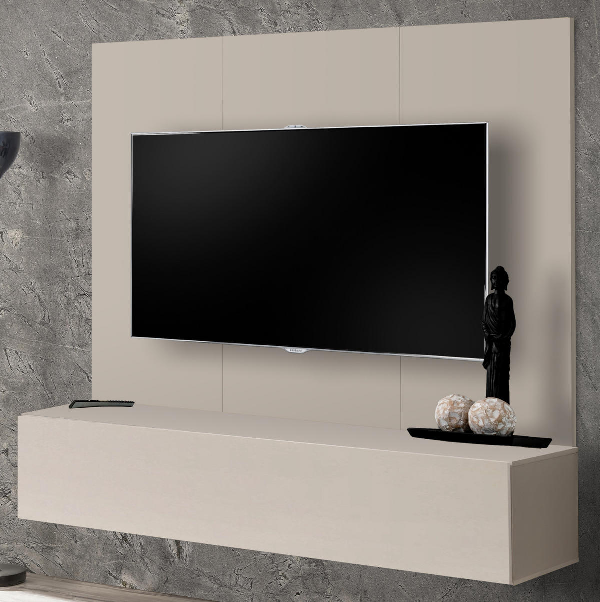 TV-LOWBOARD Kaschmir 160 cm hängend, Set inklusive Wandpaneel - Kaschmir, Holzwerkstoff (160/148/40cm) - Inn.Furn