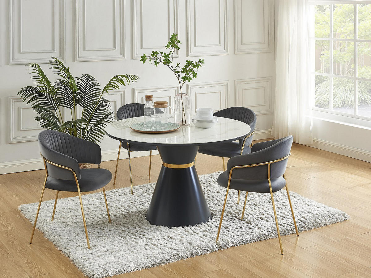 STUHL - 55cm x 55cm - Samt - grau - MADOLIA - Grau, Textil (55/81/55cm) - Vente-Unique