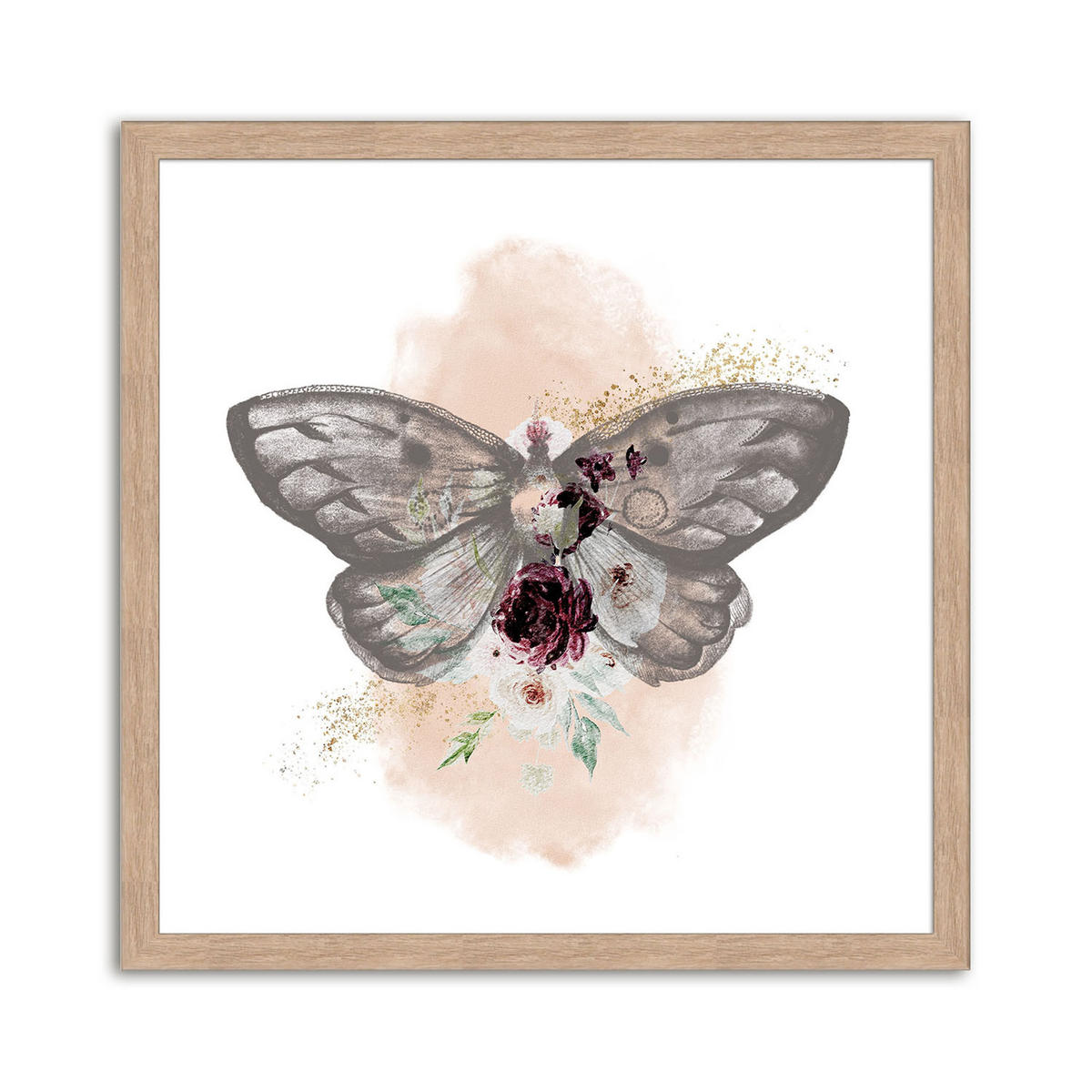 BILDER-SET mit Rahmen 4 x 30x30 cm Tiere Pastelltöne - Beige, Holz (30/30cm) - artissimo