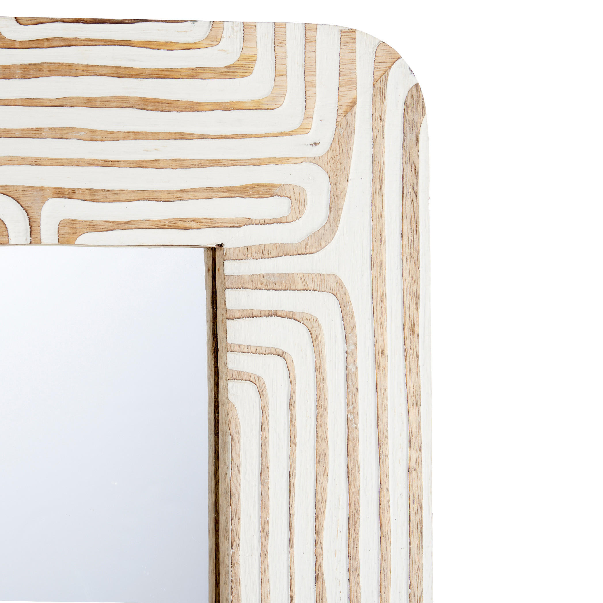 WANDSPIEGEL Mangoholz Lines&Curves 60/90 cm - Weiß, Holz (90/2/60cm) - Giftdecor