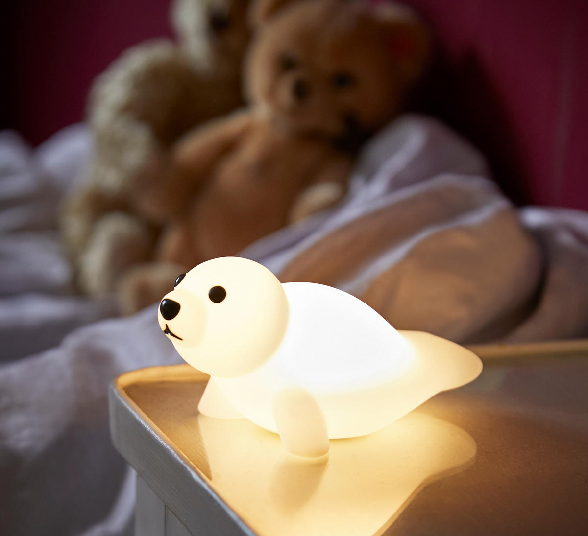 LED-NACHTLICHT für Kinder - mit Akku Ladestation und zwei Helligkeitsstufen - Weiß, Kunststoff (8/15.5/7.5cm) - Northpoint