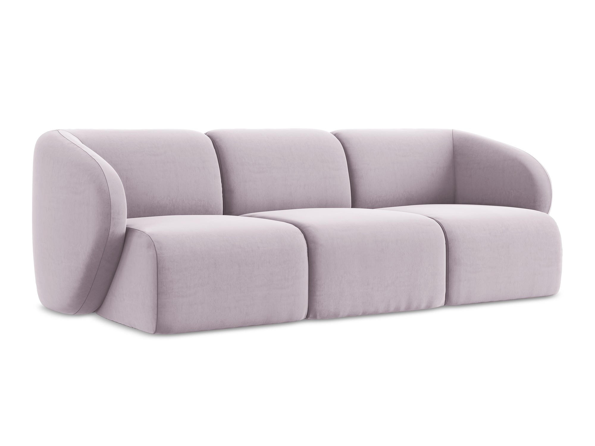 3-SITZER SOFA Samt Stoff Violett - Flieder/Schwarz, Holzwerkstoff/Kunststoff (244/75/94cm) - Makamii