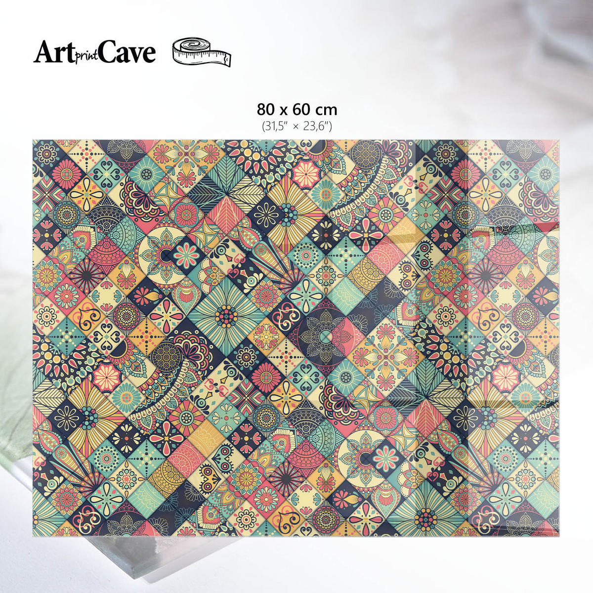 GLASPLATTE 80x60 cm – Mosaik der Farben - Beige, Glas (0.4/80/60cm) - ArtPrintCave