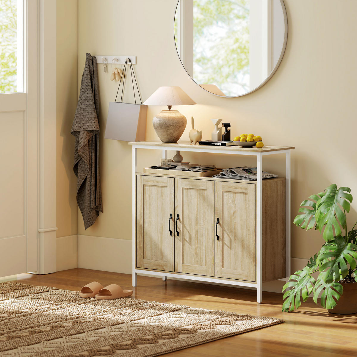 SIDEBOARD DE-11207 3 Türen Naturholz - Naturfarben, Holzwerkstoff (100/88/35cm) - ComfortXL