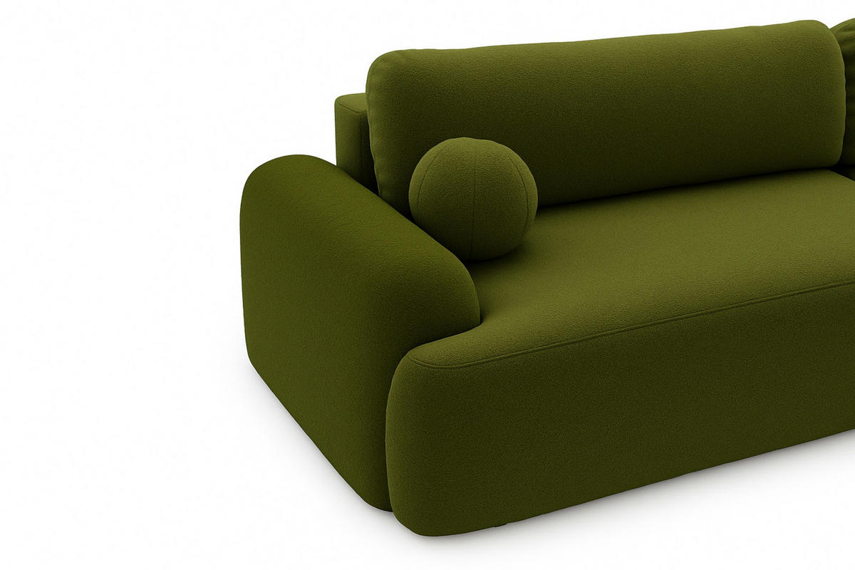 ECKSOFA Cloudy Grün, Sofa aus Boucle-Stoff mit Kissen, rechte seite - Grün, Holzwerkstoff/Textil (261/177cm) - Bettso