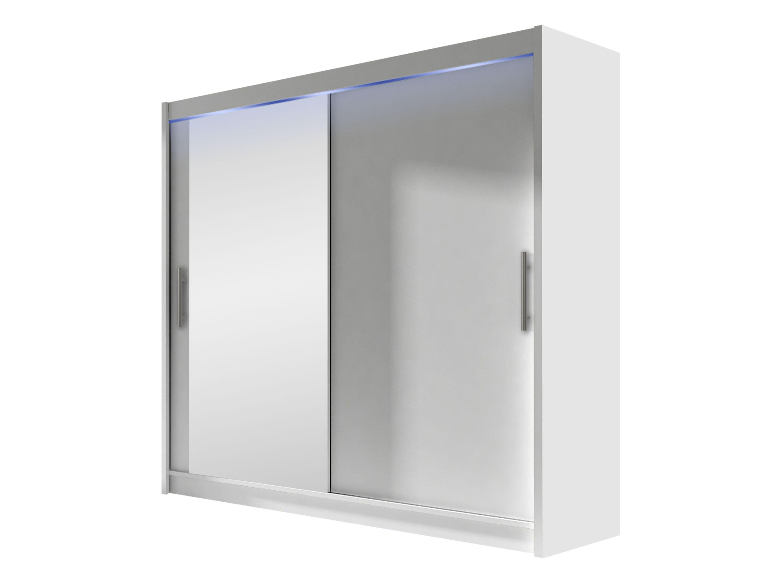 KLEIDERSCHRANK London VI, mit RGB LED Beleuchtung - Silberfarben/Weiß, Holzwerkstoff/Kunststoff (180/215/58cm) - MIRJAN24