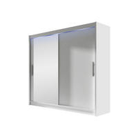 KLEIDERSCHRANK London VI, mit RGB LED Beleuchtung - Silberfarben/Weiß, Holzwerkstoff/Kunststoff (180/215/58cm) - MIRJAN24