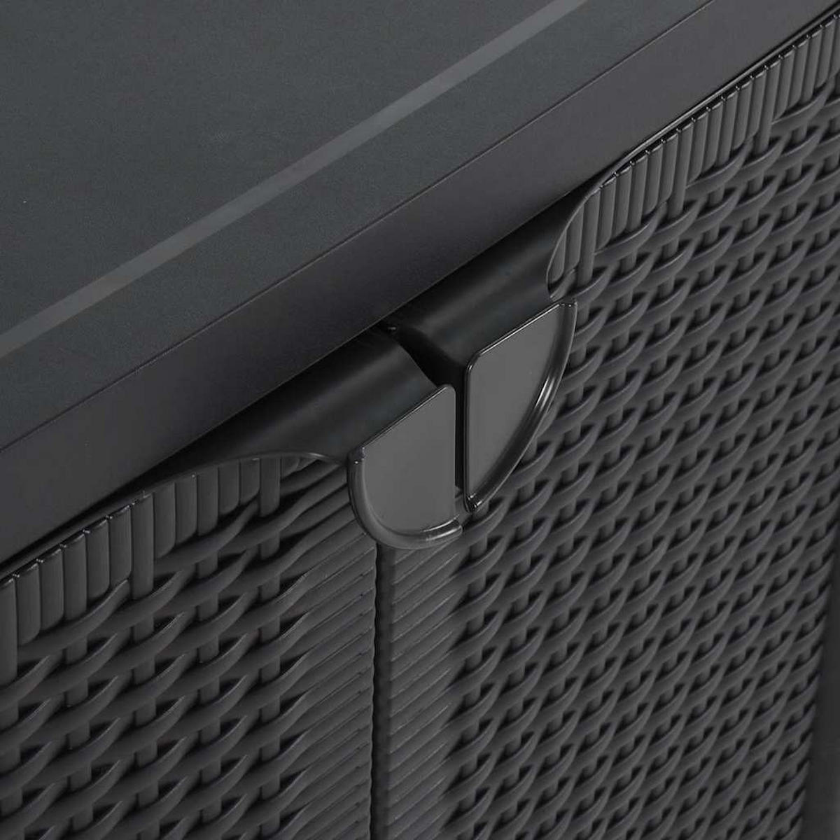GARTENSCHRANK Schwarz 65/45/88 Cm Pp Rattan-Optik - Schwarz, Holzwerkstoff/Kunststoff (65/88/45cm) - vidaXL