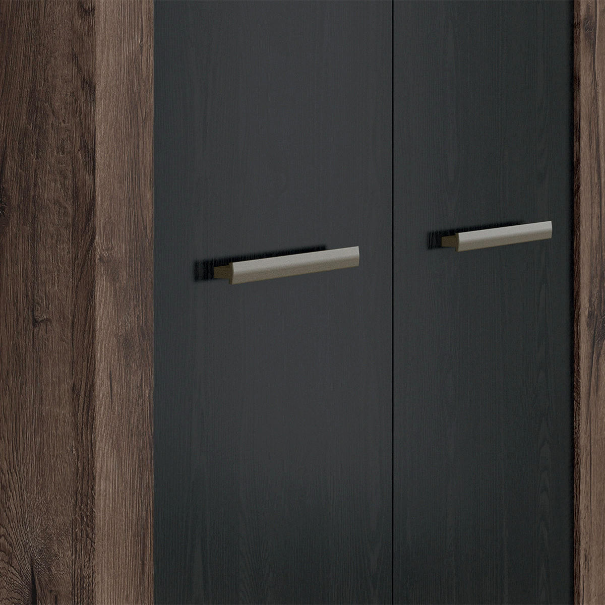 SCHRANK 2 Türen Adam Holz und Schwarz - Schwarz, Holzwerkstoff (98/195/55cm) - Petits-meubles