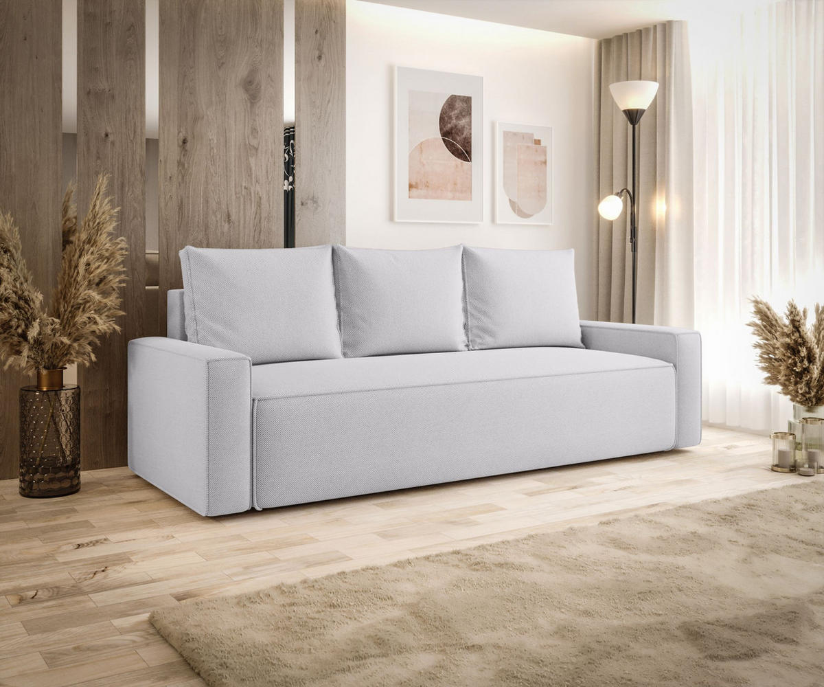 SOFA mit Schlaffunktion SAVIO Curio 80 - Hellgrau, Textil (232/90/90cm) - Bedante