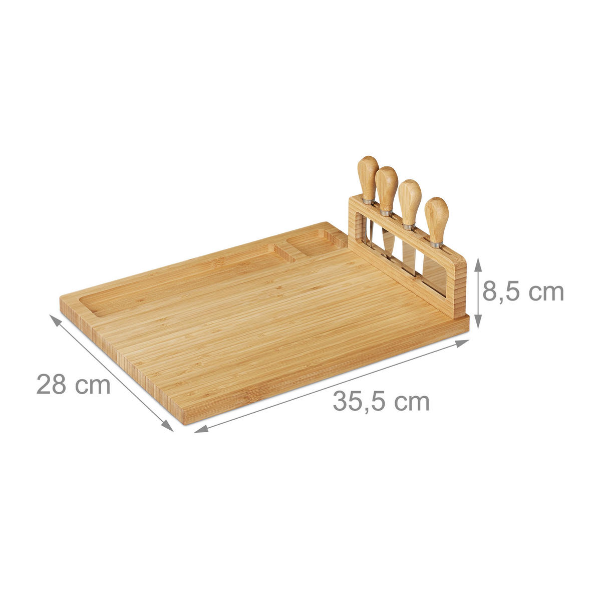 KÄSEBRETT - Hellbraun, Holz/Metall (35.5/28cm) - Relaxdays