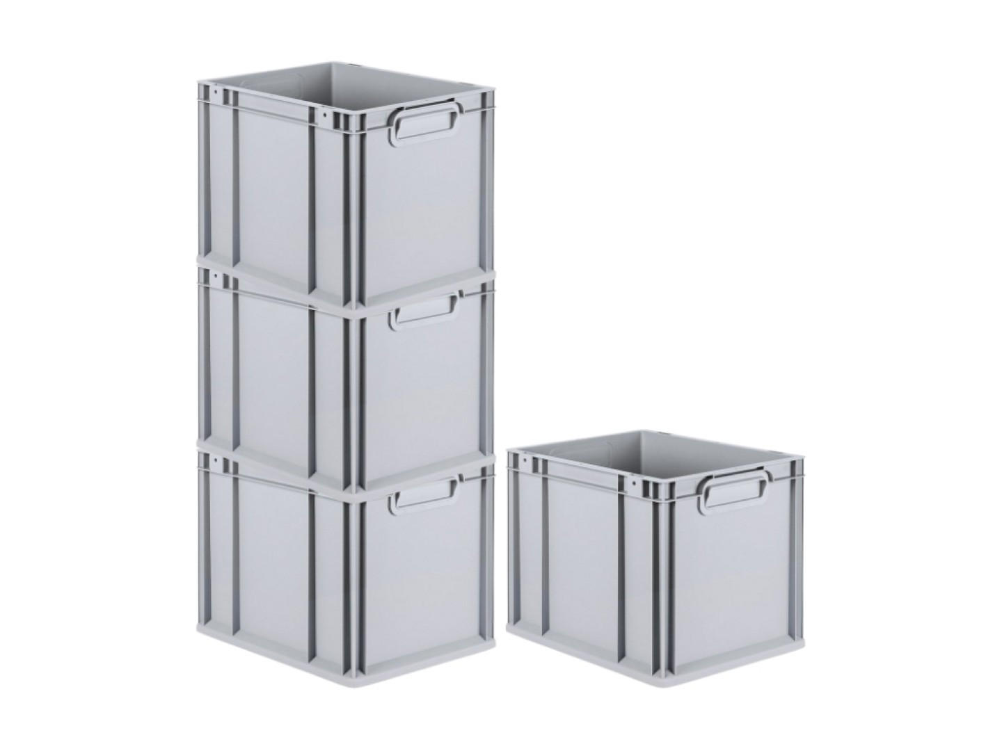 EUROBOX 4x Nextgen Economy Griffe Geschlossen 32x30x40cm 30 Liter - Grau, Kunststoff (30/32/40cm) - PROREGAL