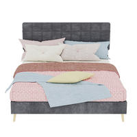 POLSTERBETT 140/200 cm grau aus Samt mit Karosteppung - Grau, Textil (140/200cm) - OKWISH