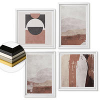 WANDBILDER 4er-Set - 50x50 cm & 40x60 cm Weißer Rahmen - Abstrakte braune Muster - Weiß, Kunststoff (50/50cm) - ArtPrintCave