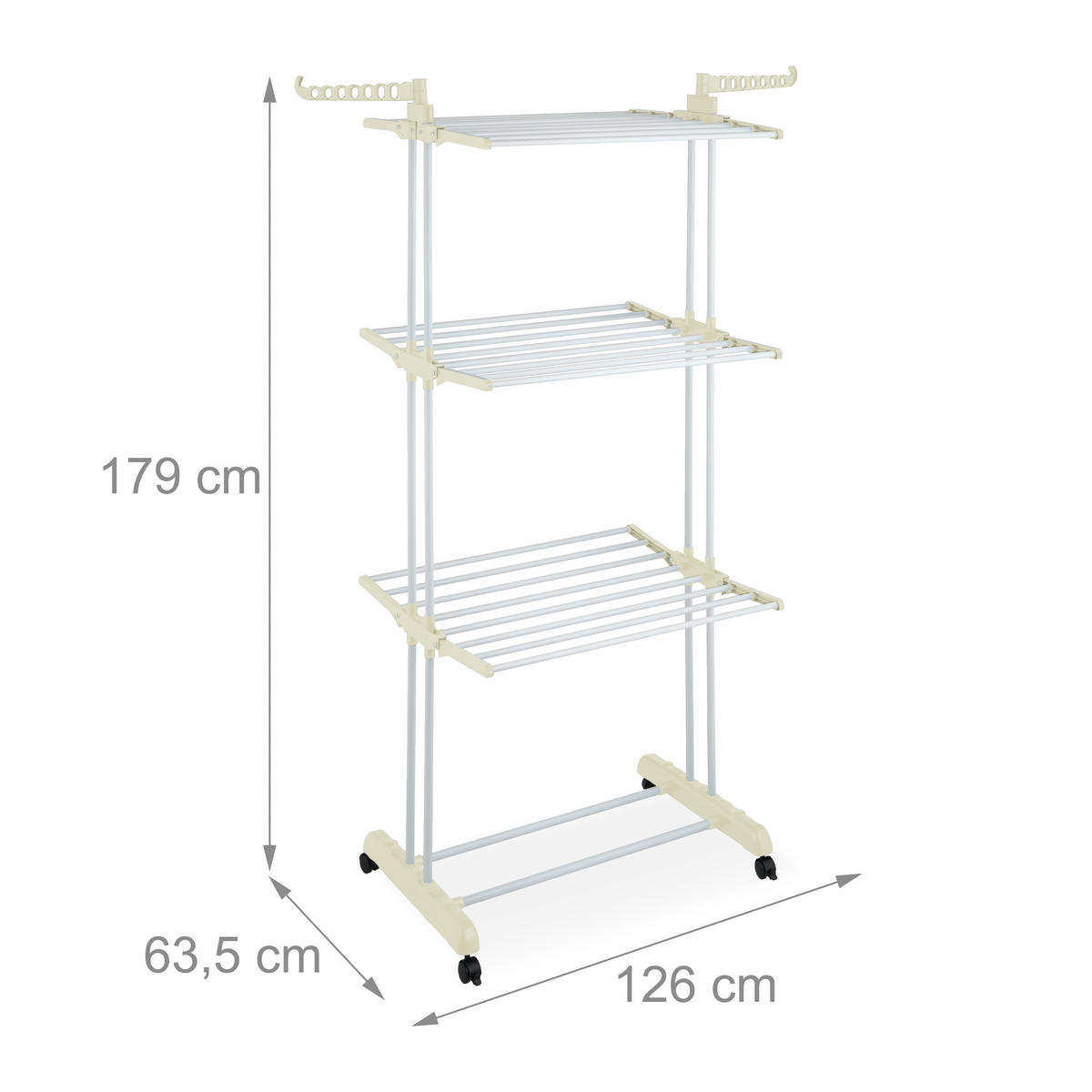 SUŠIAK na prádlo - čierna/biela, kov/plast (126/179/63.5cm) - Relaxdays