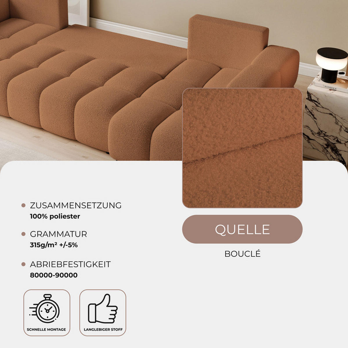 WOHNLANDSCHAFT BUENO mit Schlaffunktion und Bettkasten Orange - Orange, Holzwerkstoff/Kunststoff (318/148cm) - Idohome