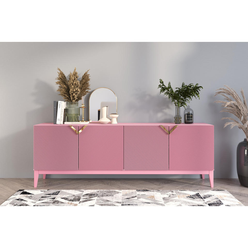 Thumbnail - Visby Sideboard, Rosa, Holz, Holzwerkstoff, 201.5x70x42 cm, Wohnzimmer, Kommoden & Sideboards, Sideboards