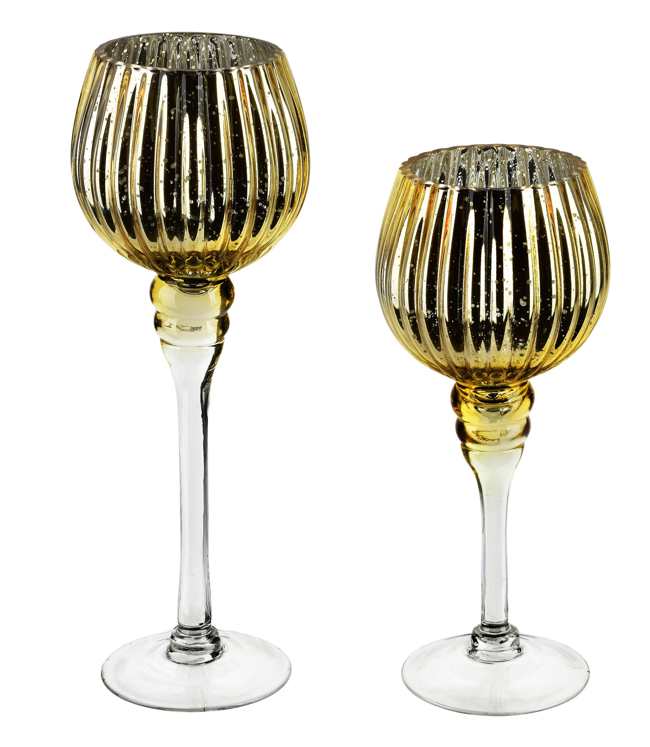 KERZENHALTER Donna Gold 12x12x27 cm Glas - Goldfarben, Glas (12/27/12cm) - Mondex