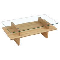 COUCHTISCH aus MDF und gehärtetem Glas in Naturfarben mit 2 Ablagen - Naturfarben, Holzwerkstoff (115/55/40cm) - Modfu