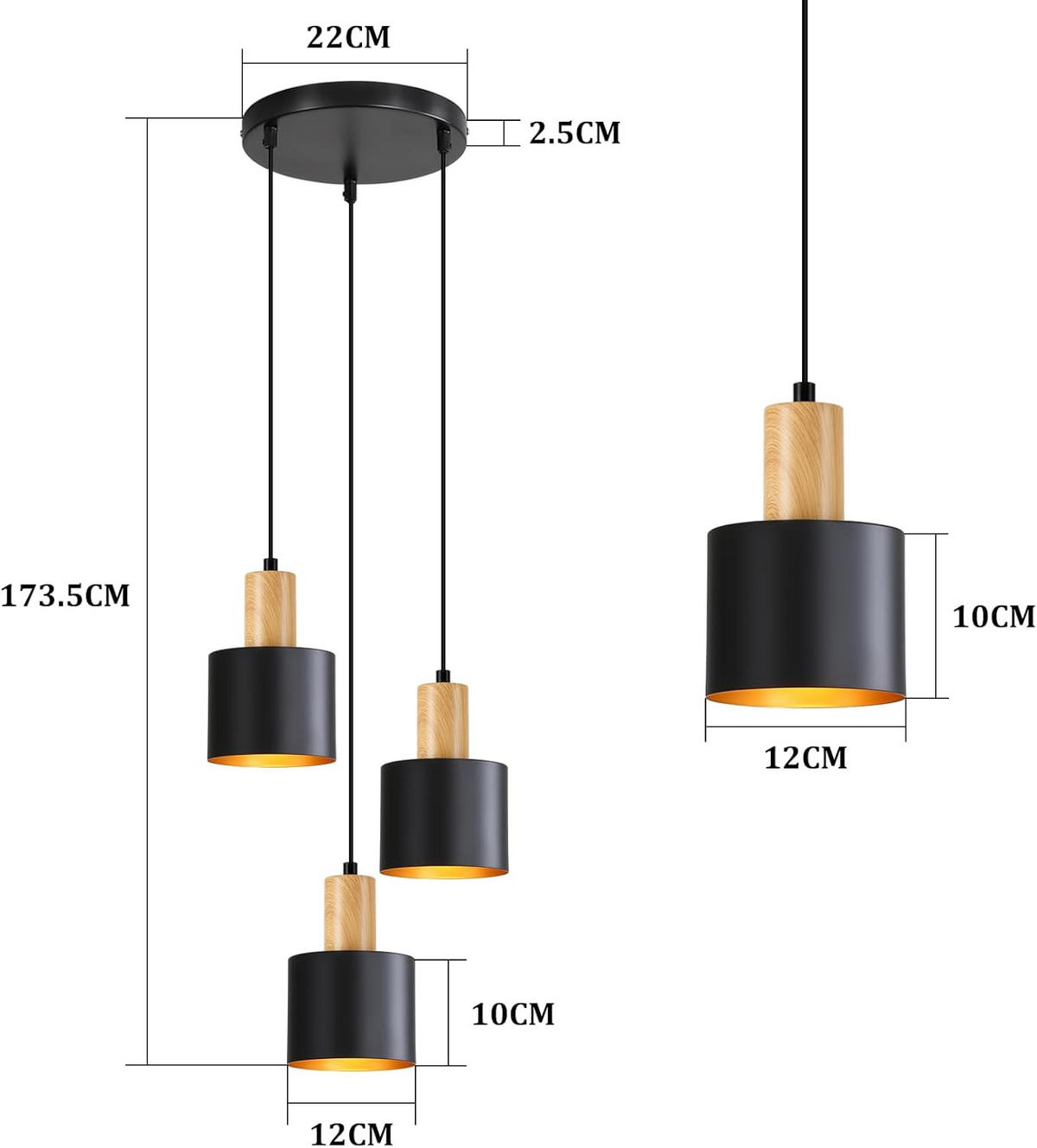 LED PENDELLEUCHTE COLEMAN Ⅲ 22/22/174 cm - Schwarz, Metall (22/22/174cm) - Nettlife