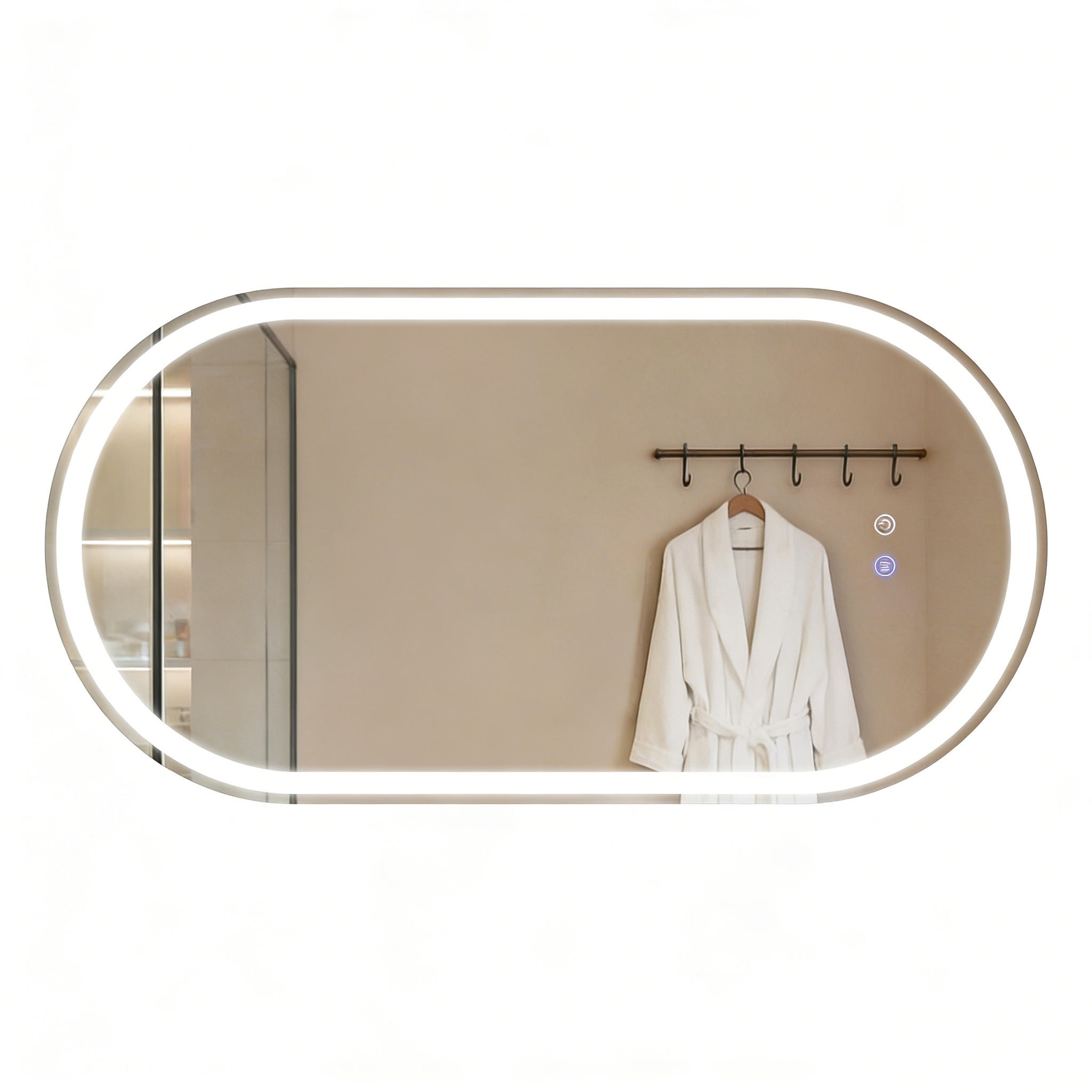 BADSPIEGEL mit Beleuchtung Lorvel 2.9/60/120 cm - Weiß, Glas (60/120/2.9cm) - ZMH