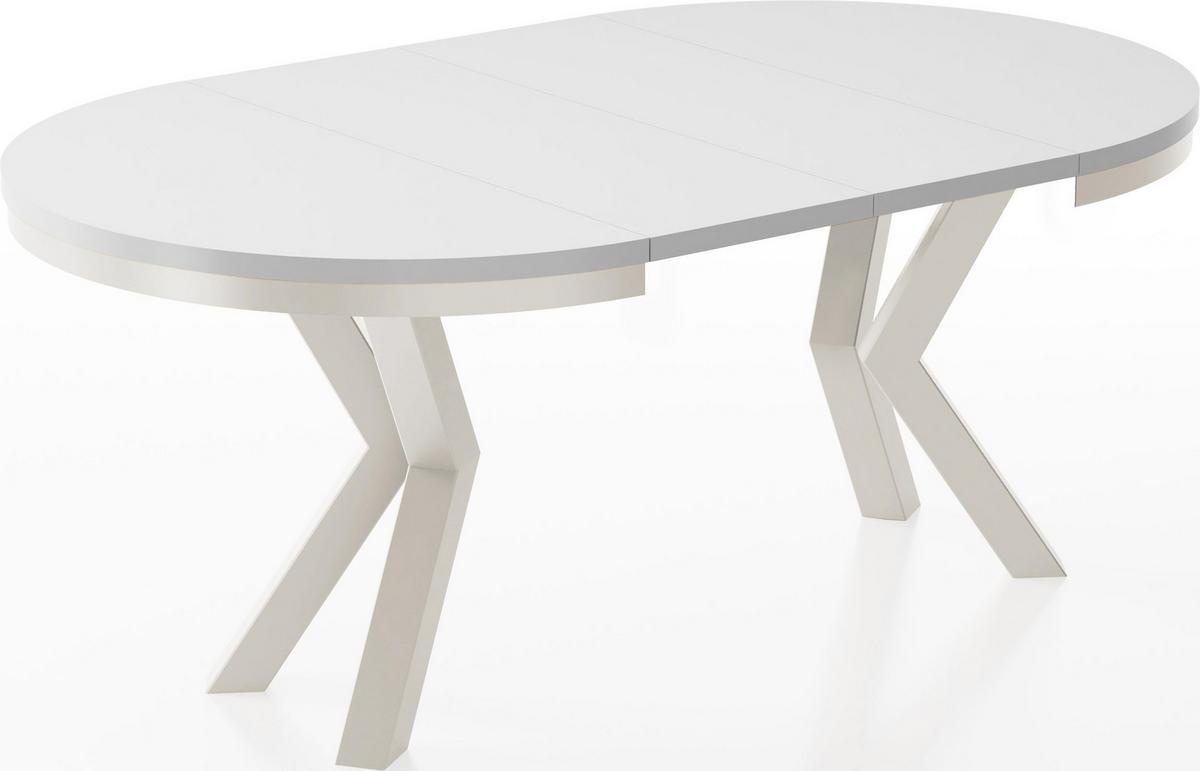 ESSTISCH Clara Beige Cashmere runder ausziehbarer, Weiß 120-200/120/76 cm - Kaschmir/Weiß, Holzwerkstoff/Metall (120/120/76cm) - WFL GROUP