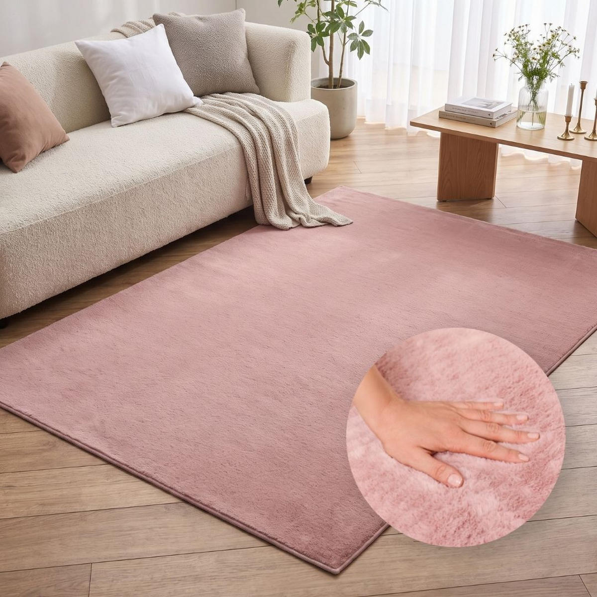 KURZFLORTEPPICH LUMI rosa kuschelweich waschbar 80/150 cm - Rosa, Textil (80/150cm) - Tapiso