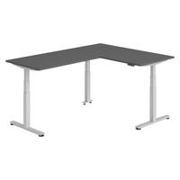 ECKSCHREIBTISCH elektrisch höhenverstellbar L-Form 220/160/74 cm in Graphitfarben/Silberfarben - Silberfarben/Graphitfarben, Holzwerkstoff (220/160/74cm) - bümö