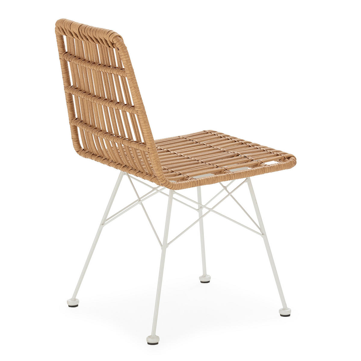 STUHL-SET 2 Aitana, Ratan/Weiß - Weiß, Kunststoff/Metall (48/85/61cm) - VS Venta-stock
